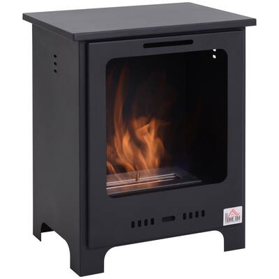 19.75" Freestanding Ethanol Fireplace with Clean-Burning Bio-Ethanol Fuel, 0.25 Gal Capacity, and Flame Snuffer, Black