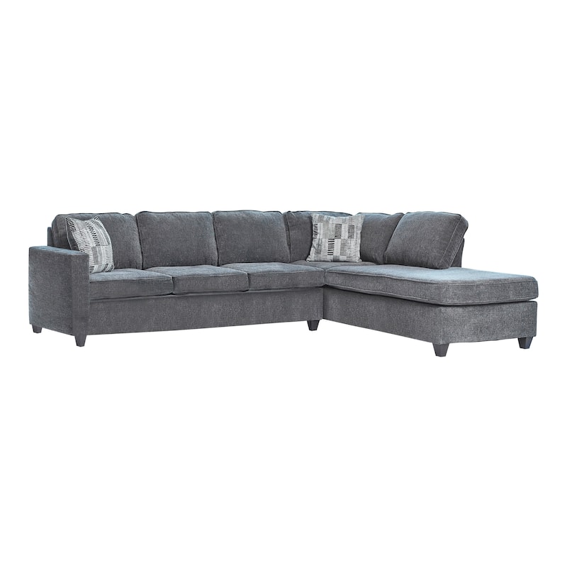 Two Piece Sectional Sofa, Reversible Chaise, Gray Chenille Upholstery - Brown, Gray - Reversible