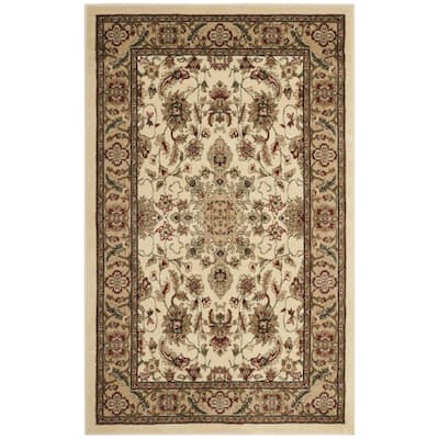 Cream Tan Area Rug - 3x5 Oriental Style Polypropylene Floor Rug - HomeStock Opulence - 120 x 96