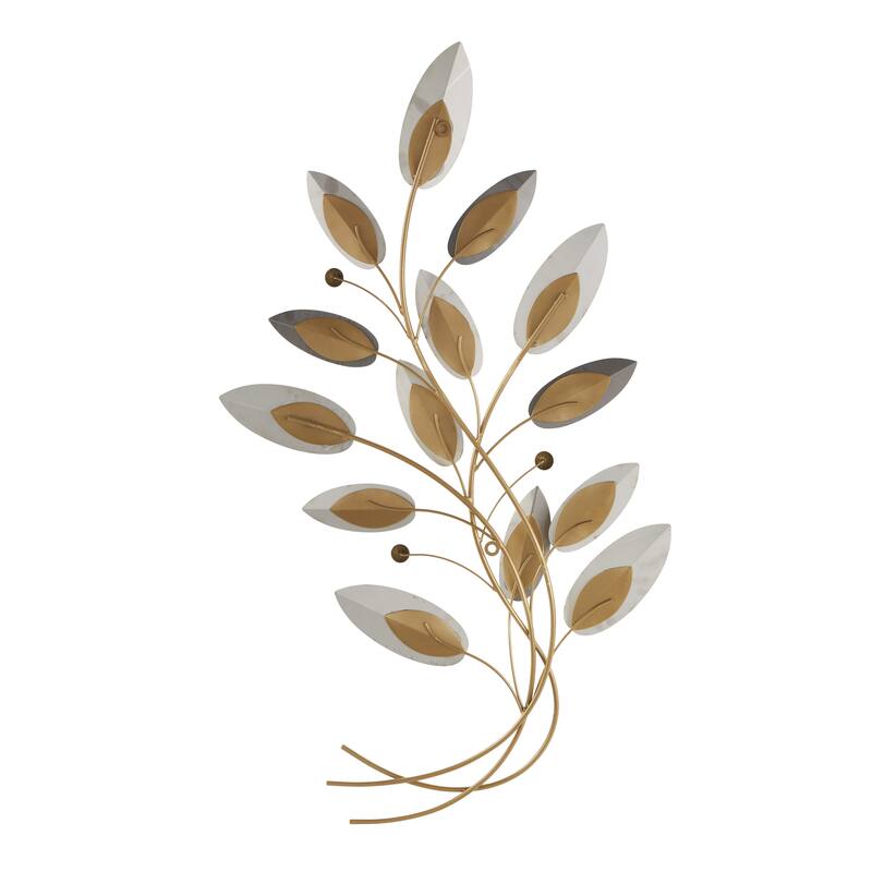 Stainless Steel Metal Leaf Layered Home Wall Decor with Black Accents - Gold - Roche River Decor