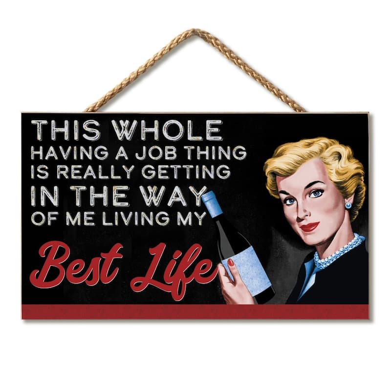 My Best Life Hanging Wood Sign 9.5" x 5.75" Made in the USA - Multi - Multi