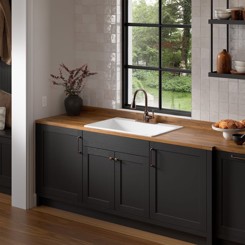 Jackson Crisp White Fireclay 33" Single Bowl Drop-In Kitchen Sink with 3 Holes