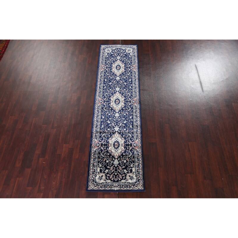 Blue Floral Medallion Transitional Turkish Rug Oriental Carpet