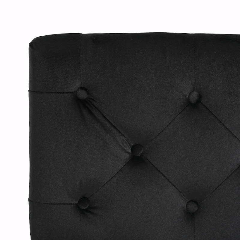 Button Tufted Ottoman Bench - Black & Bronze - Modern Design