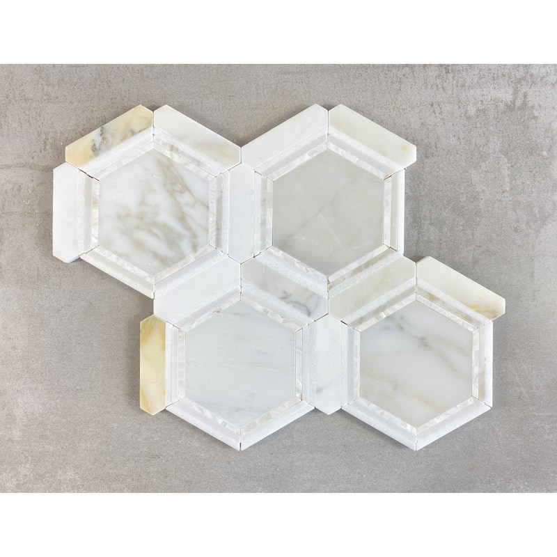 HoneyComb Pattern Marble and Metal Mosaic Tiles - Case (5 Sheets)