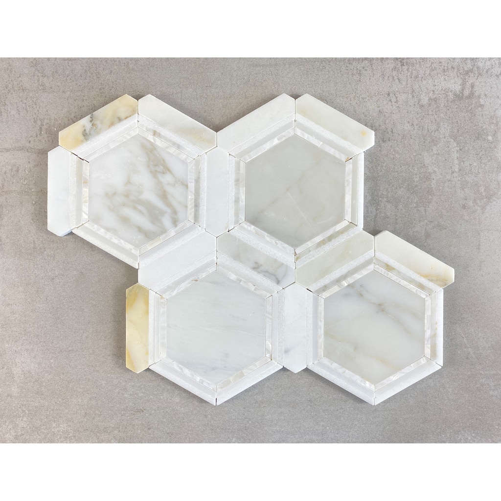 HoneyComb Pattern Marble and Metal Mosaic Tiles - Case (5 Sheets)