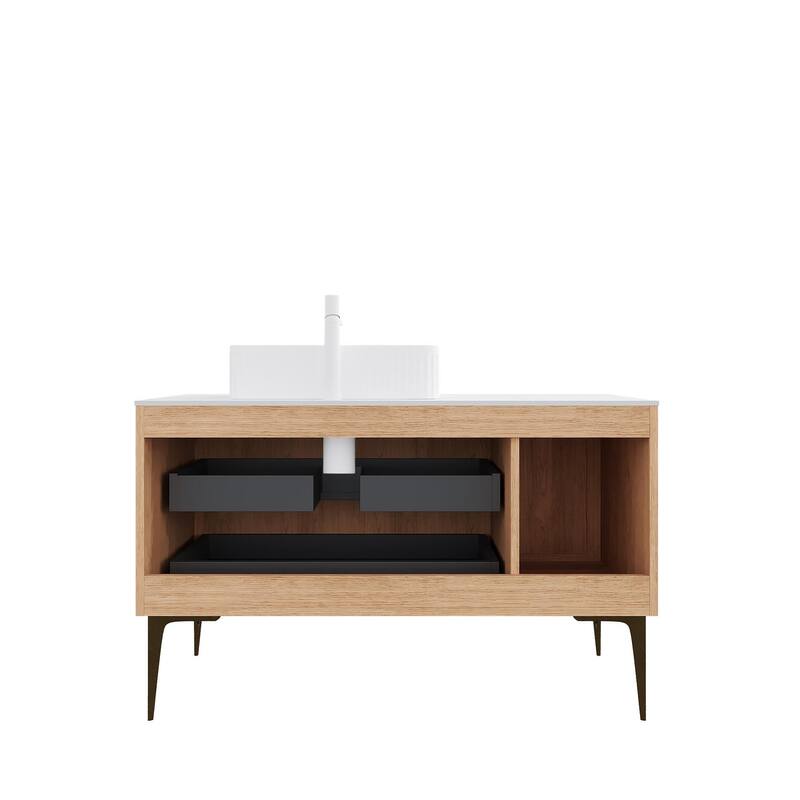 Natural Style Bathroom Vanity with Sink and 1 Door 2 Drawers