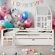 preview thumbnail 2 of 10, Full Size House Bed with Ladder, Storage Drawers, and 2 Blackboard Designs, No Box Spring Needed, White