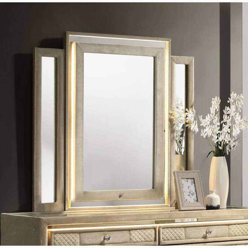 Lorient LED Dresser Mirror Ivory and Camel