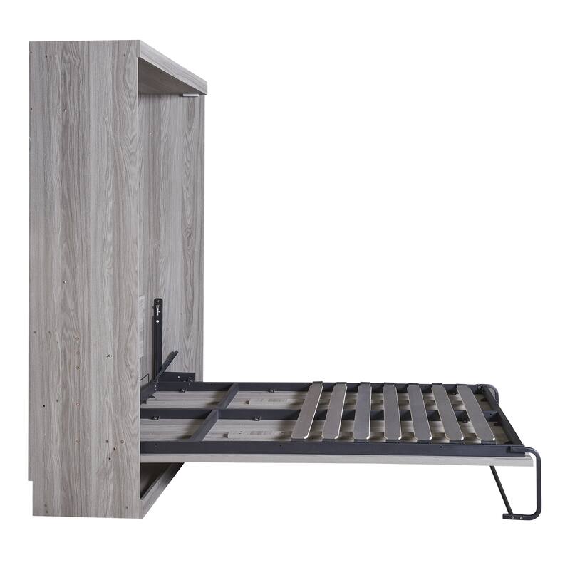 Modern Grey Twin/Full Murphy Bed, Foldable Wall Bed with Metal Frame