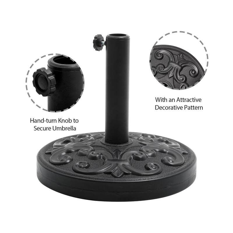 VredHom Round Heavy Duty Patio Market Umbrella Base - 14.96" L x 14.96" W x 13" H