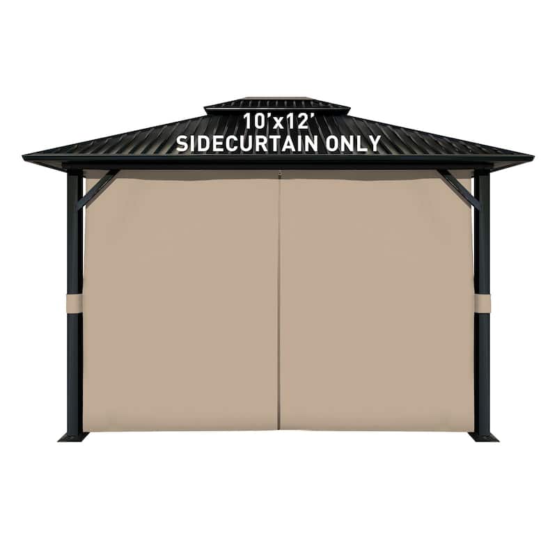 Aoodor Gazebo Curtain Replacement-Universal 4-Panel Sidewalls 10'x12', Curtain Only - 10'x12' - Sand Yellow