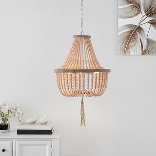 SAFAVIEH Lighting Lush Kristi 3 Light 16.5--inch Dia Blush Beaded Pendant - 16.5" x 16.5" x 111.75"