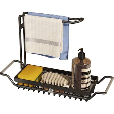 Sponge Holder for Kitchen Sink Caddy, Expandable Sink Organizer Drying Rack