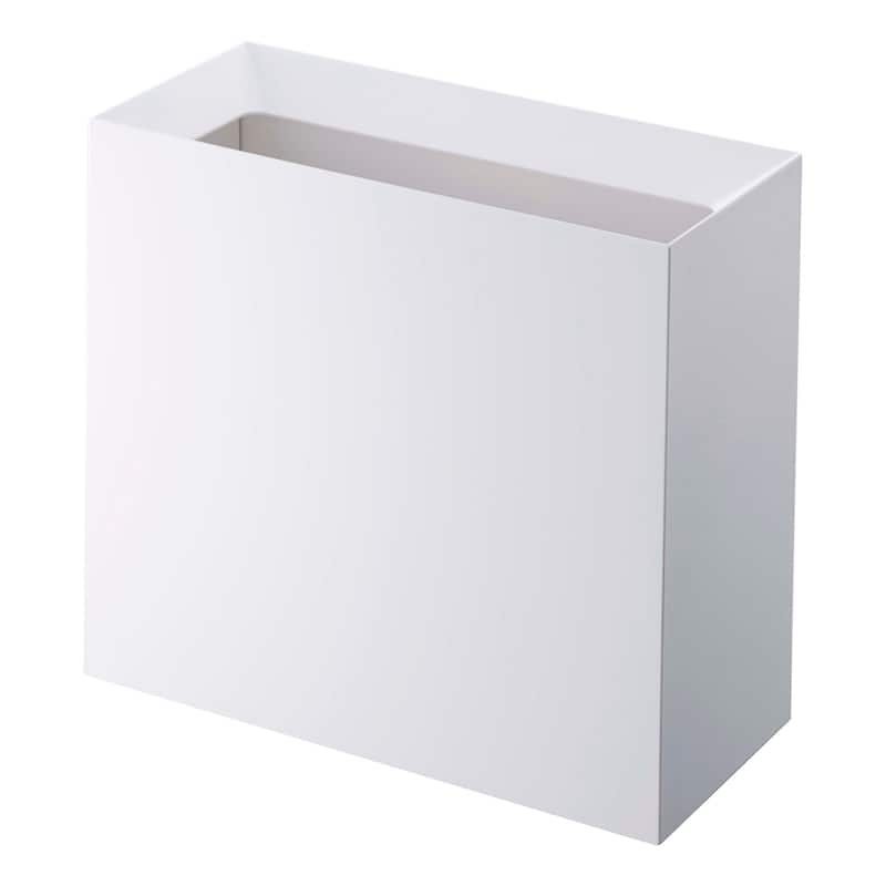 Yamazaki Home Trash Can - Two Styles, ABS Plastic, Wide, 4 gallons, 15 liters - White