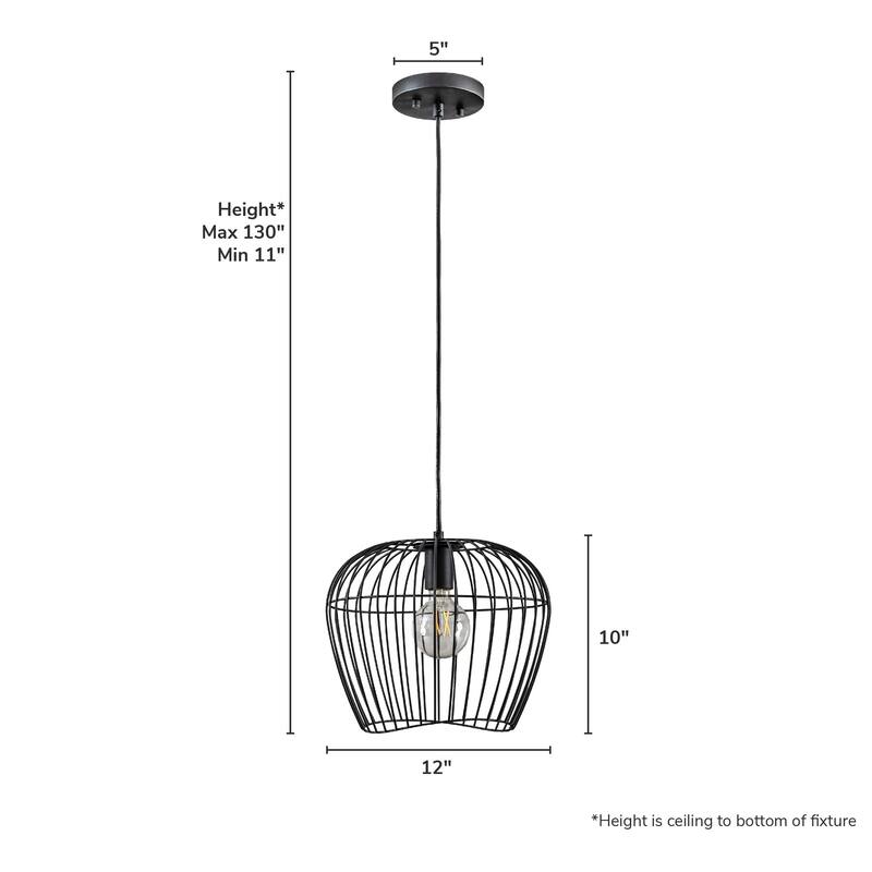 Hunter Redding Matte Black 1 Light Pendant - Industrial, Modern & Contemporary - Kitchen, Dining Room, Entryway, Laundry Room