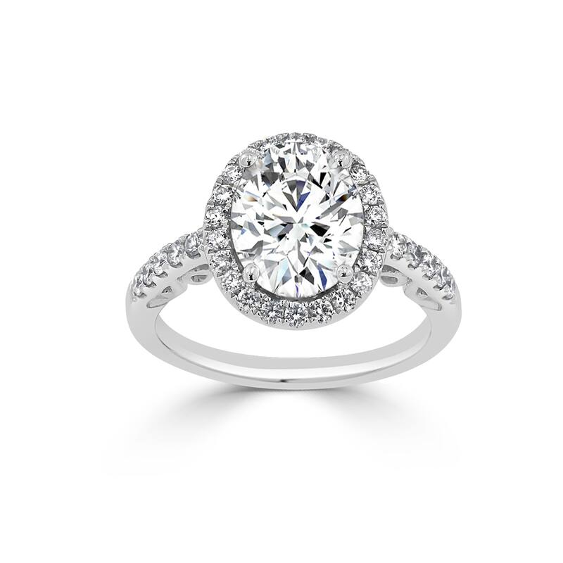 Auriya 14k Gold 1 3/4ct Oval Moissanite Halo Diamond Engagement Ring 3/8cttw