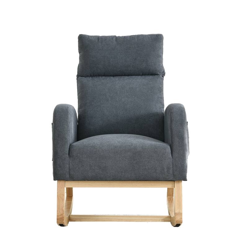 GDFStudio - Emilia Modern Fabric Upholstered Rocking Chair with Ergonomic Design and Side Pockets - 27.6 "W