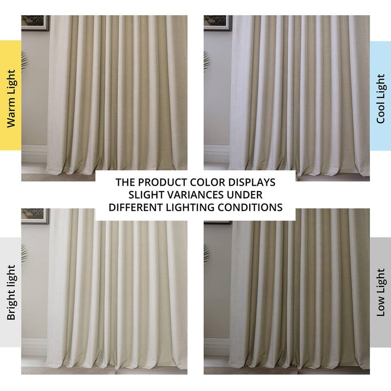 Exclusive Fabrics Vienna Basic Solid Linen Curtains (2 Panel) Blackout Curtains For Bedroom & Living Room Curtains