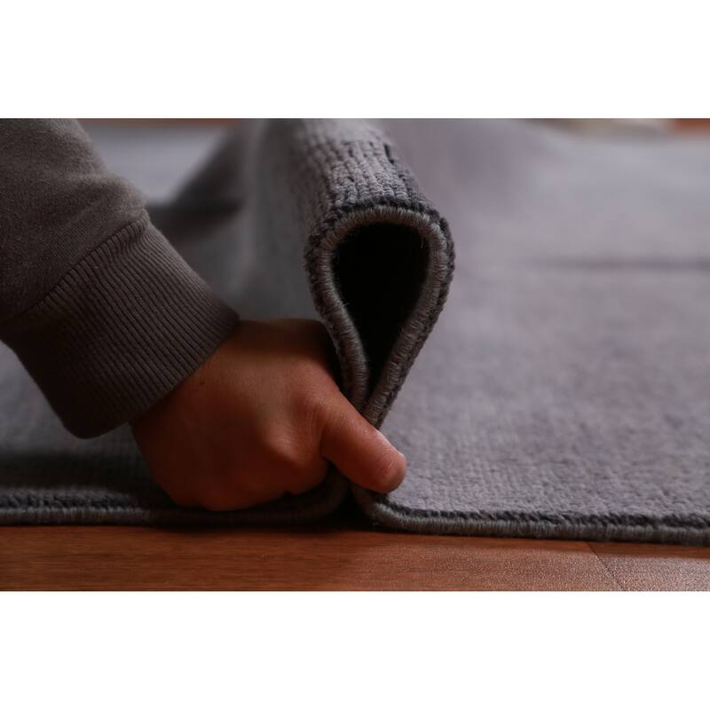 Hand Knotted Oriental 100% Wool Carpet Modern Solid Greys & Charcoal Gabbeh Area Rug - 13' 10'' X 9' 11''