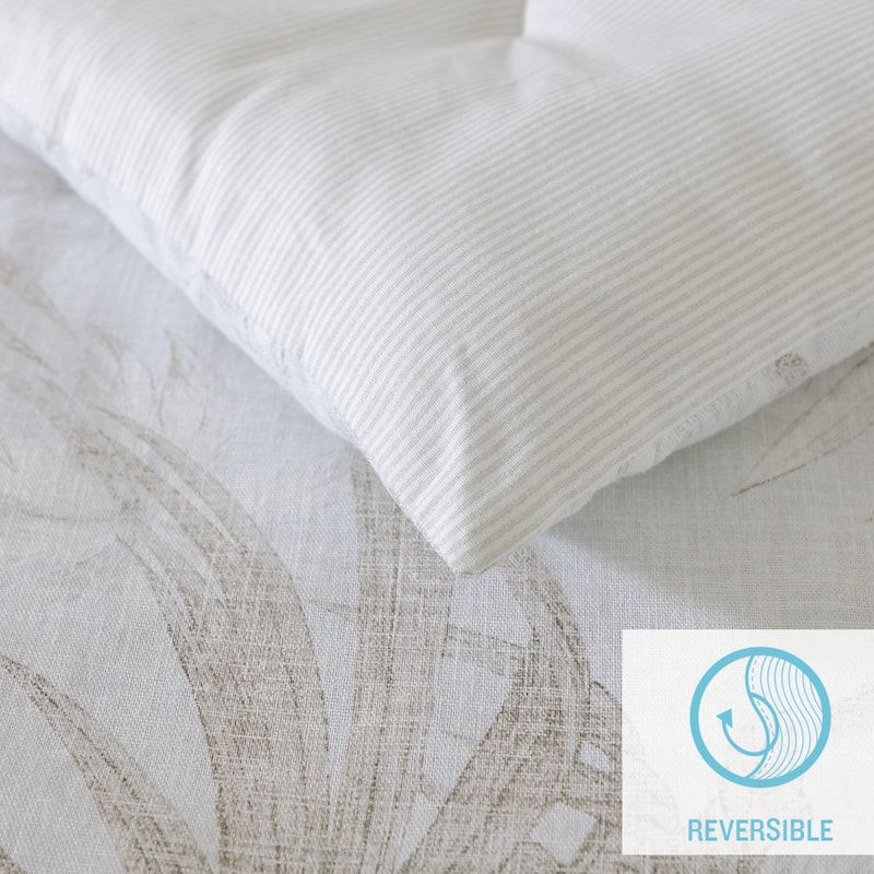 Tommy Bahama Beachway Blooms Reversible Grey Duvet Cover Set