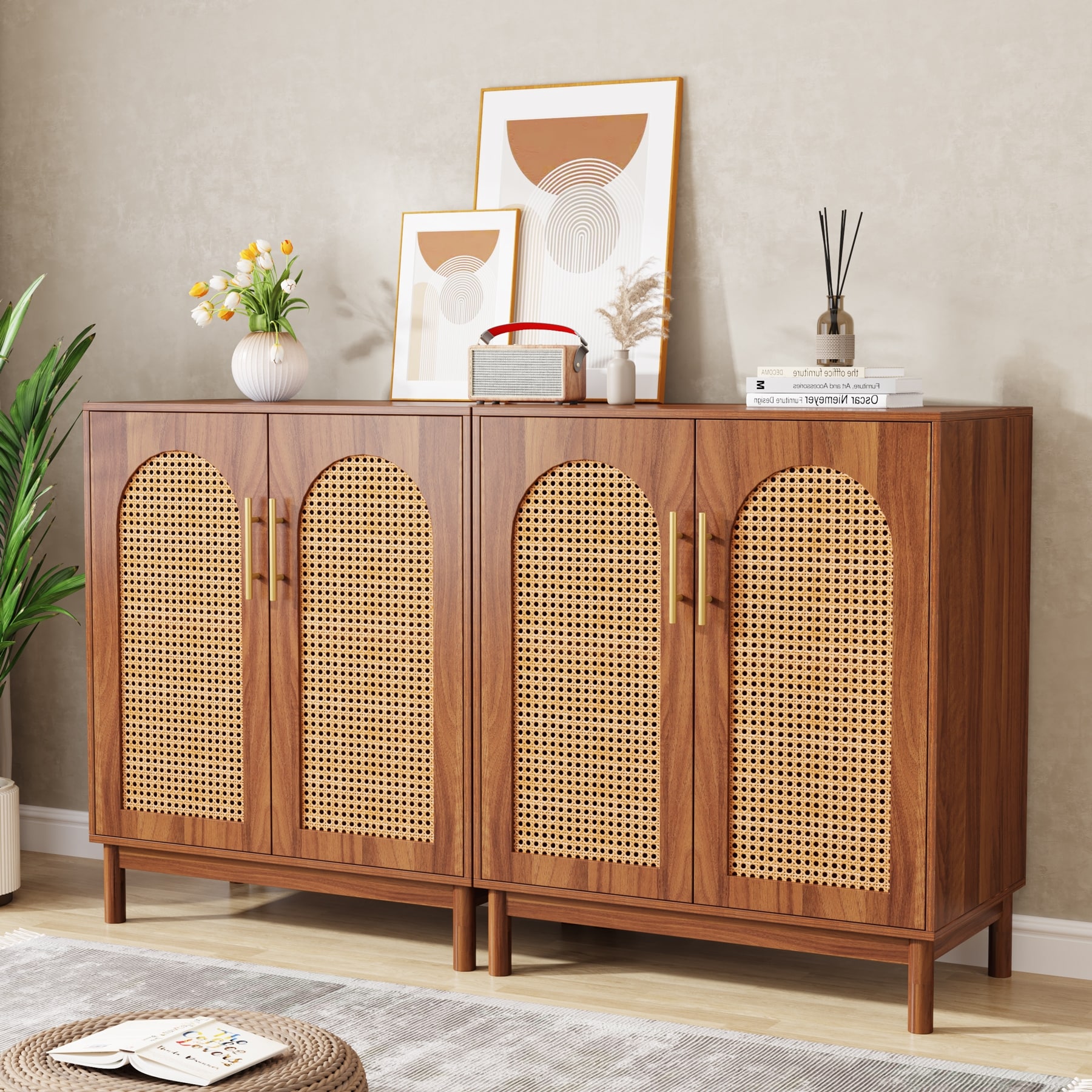 Lifestorey Maxima Cane 2-Door Cabinet - Overstock - 38407371