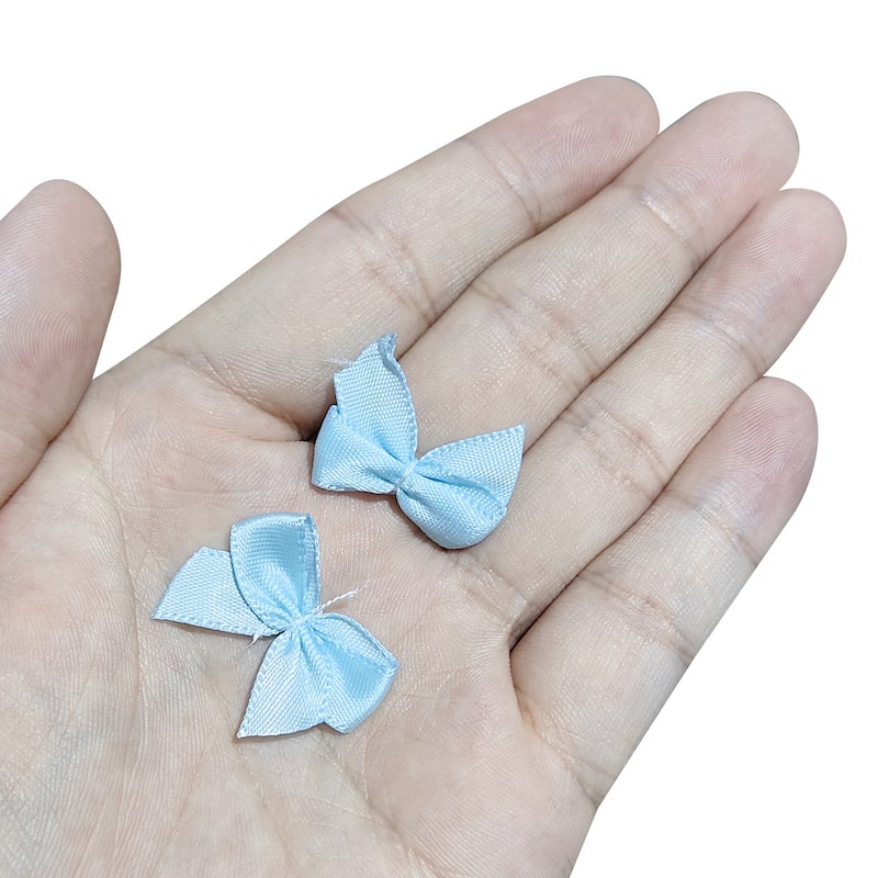 50Pcs Mini Ribbon Bows 1" Mini Fabric Satin Ribbon Gift Flower Bows