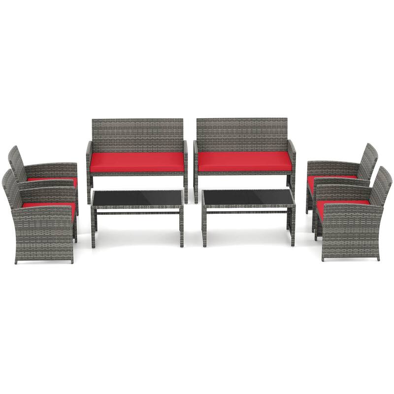 Costway 8 PCS Patio Conversation Set with Seat Cushions & Tempered - See Details