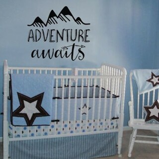 Adventure Awaits Vinyl Wall Decal Words Quote Mountains 19" x 23" - Bed ...