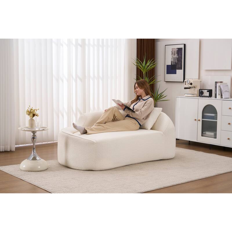 LY-048 Compression Curved Chaise Longue Chair Indoor, Modern Chenille Loveseat Couch