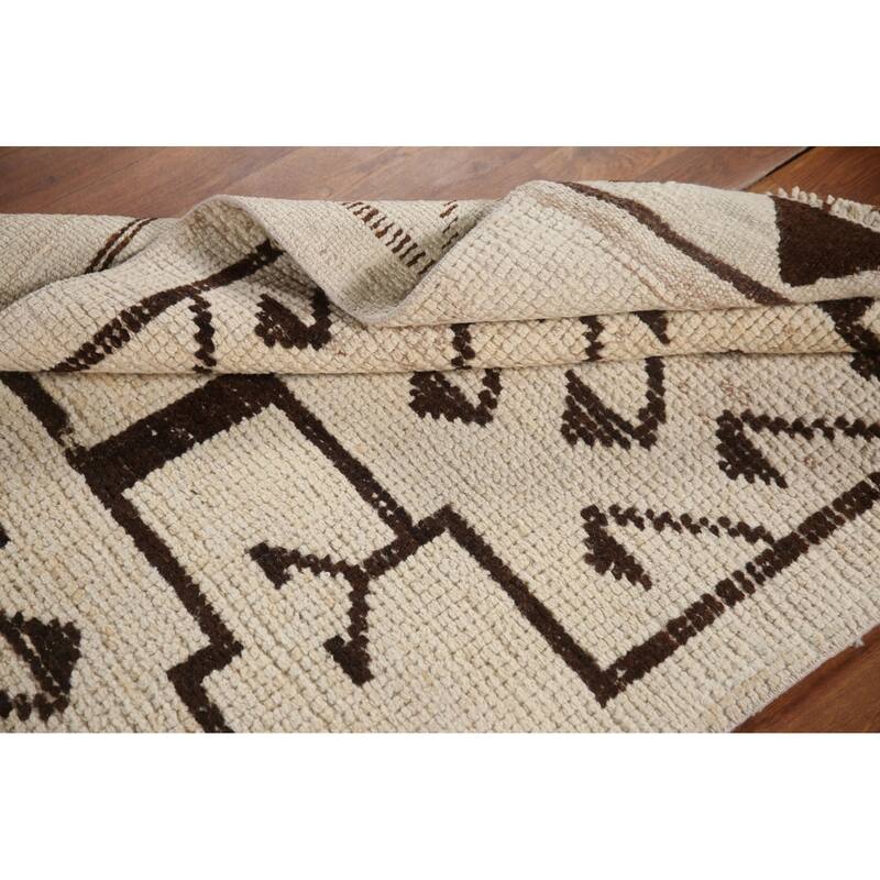 Beige Plush Anatolian Turkish Runner Rug Hand-knotted Wool Carpet - 3'5"x 11'6"