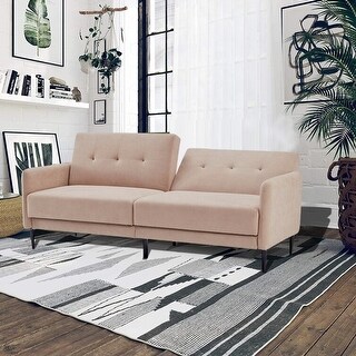 77.1'' Linen Square Arm Sleeper