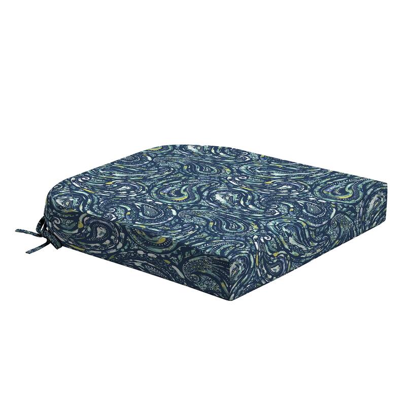 ARDEN Foam Outdoor Round Back Seat Cushion, 20 x 19 - Sapphire Blue Ridge Paisley