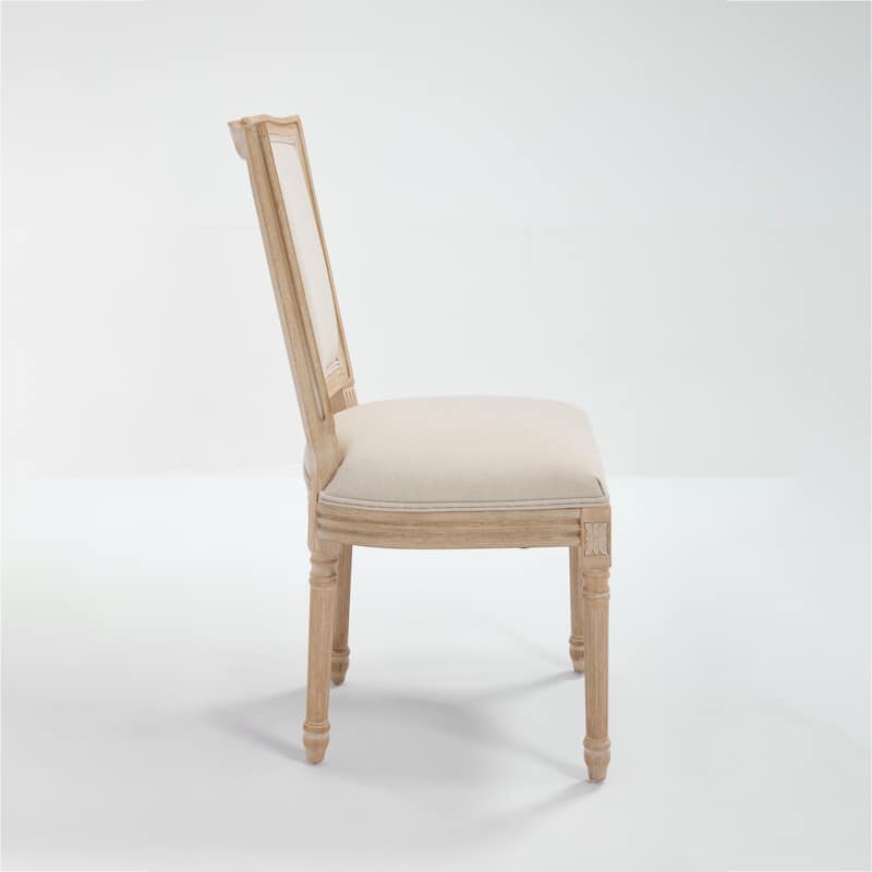 French Dining Chairs Set of 2, Upholstered Chairs with T-shaped Back, Wire drawing and carving techniques ,Disassemblable
