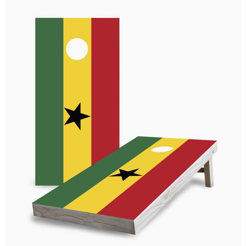 Ghanaian Flag Cornhole Game (Choose Wraps or Boards) - 2x4 Boards (24" x 48") - Include Carrying Case