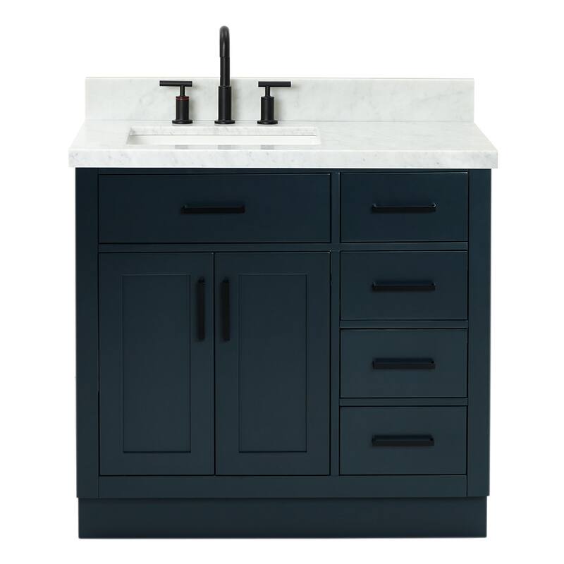 Ariel T037SLCWRVO Hepburn 37" Free Standing Single Basin Vanity Set - Midnight Blue - Painted