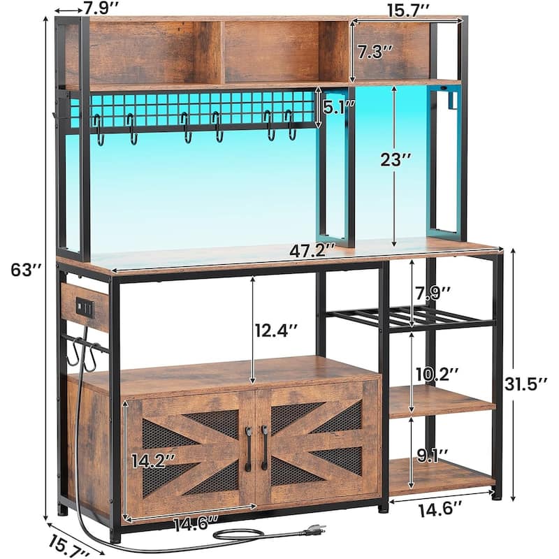 Baker's Rack Coffee Bar Cabinet Microwave Stand Kitchen Cabinet
