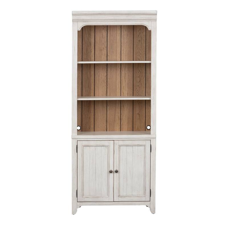 Farmhouse Reimagined Antique White with Chestnut Bookcase - Width 32" x Depth 16" x Height 78"