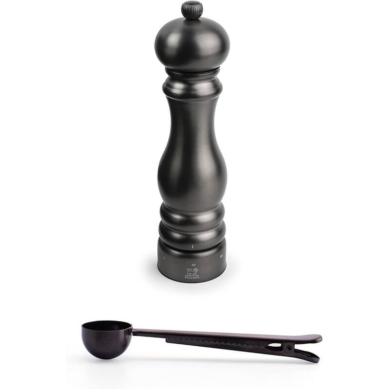 Peugeot Paris Chef Carbone u'Select Stainless Steel 22cm 9 inch Pepper Mill, Carbon Finish - With Stainless Steel - Black - 2 Piece