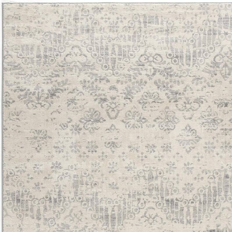HomeRoots Floral Medallion Contemporary Square Area Rug