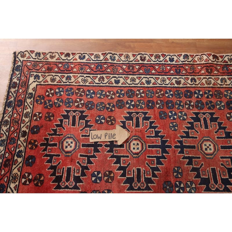 Geometric Sirjan Persian Vintage Runner Rug Handmade Wool Carpet - 3'8"x 9'4"