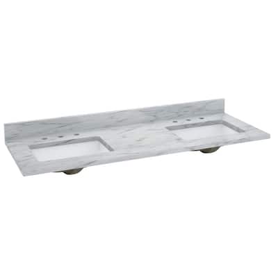 Sagehill Designs RW6122D RW Carrara White 61" Marble Vanity Top with