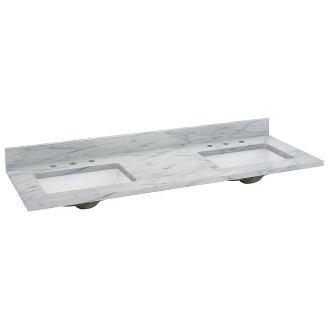 Sagehill Designs RW6122D RW Carrara White 61" Marble Vanity Top with