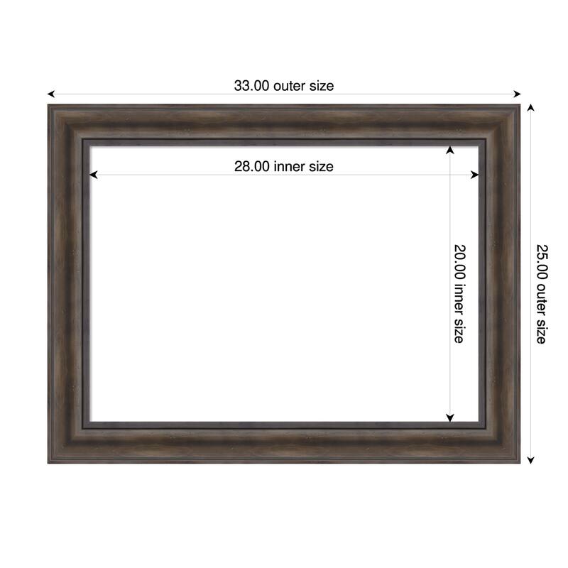 Amanti Art Rustic Pine Black Framed Dry Erase Magnetic Board - 33 x 25 in - Rustic Pine Brown