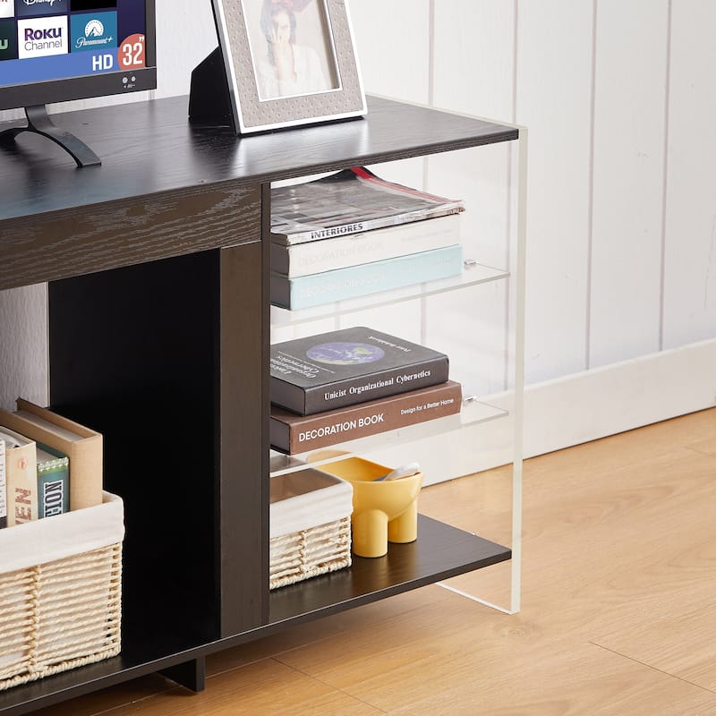 VECELO 70" Rustic TV Stand without/with Fireplace Heater(2 Options),Media Entertainment Center Table with Storage Shelves