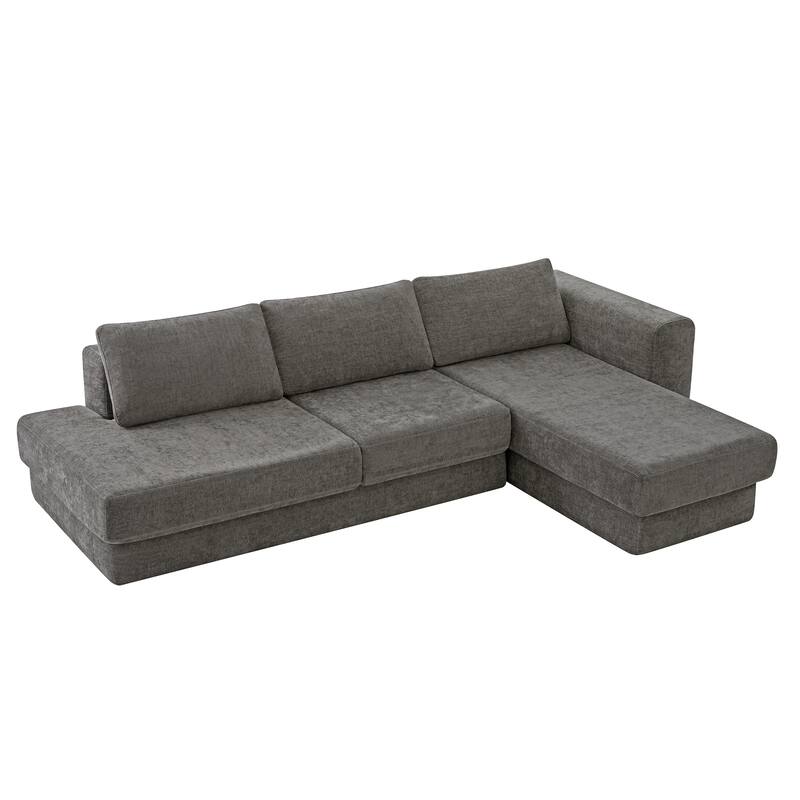 Christopher Knight Home - American Design Chenille 113" Modular Sectional Sofa with Double Layer Cushions