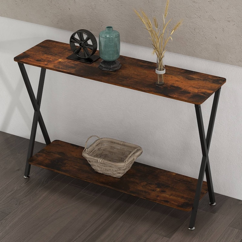 33.5" Narrow Sofa Table with Storage Shelf