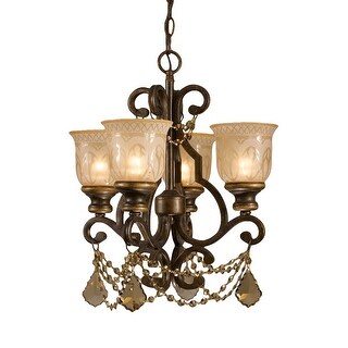 Norwalk 4 Light Golden Teak Crystal Bronze Mini Chandelier - 17'' W x 21'' H