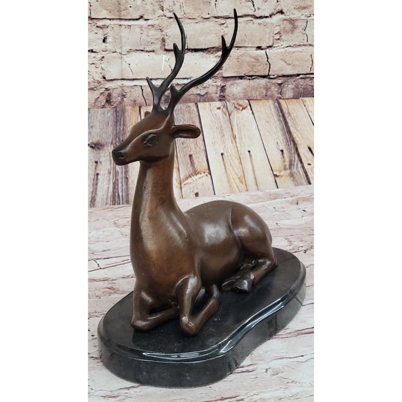 Reindeer Caribou Deer Elk Bronze Statue Sculpture Figurine Signed Original 9.5 Inches X 8.5 Inches