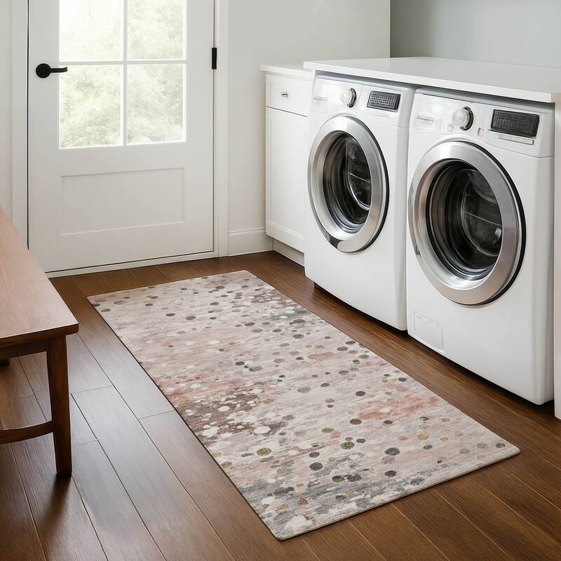 Premium Washable Super Soft Abstract Drip Mayfield Rug - Salmon - 2'3" x 7'6"